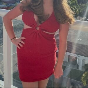 Elegant Red Knit Sleeveless Dress NWOT